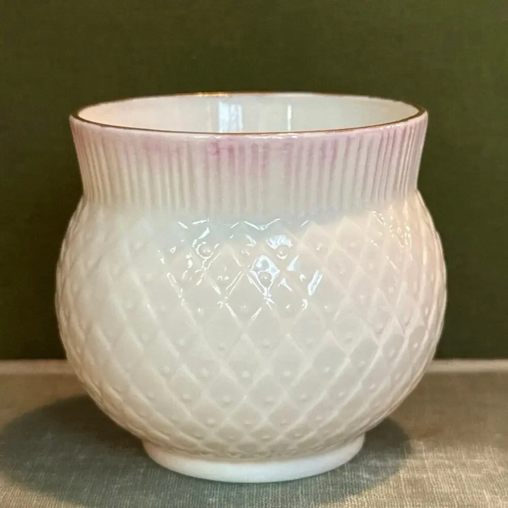 Belleek Mini Vase • Thistle Motif • 2001 • Gold “m” • 2.75”